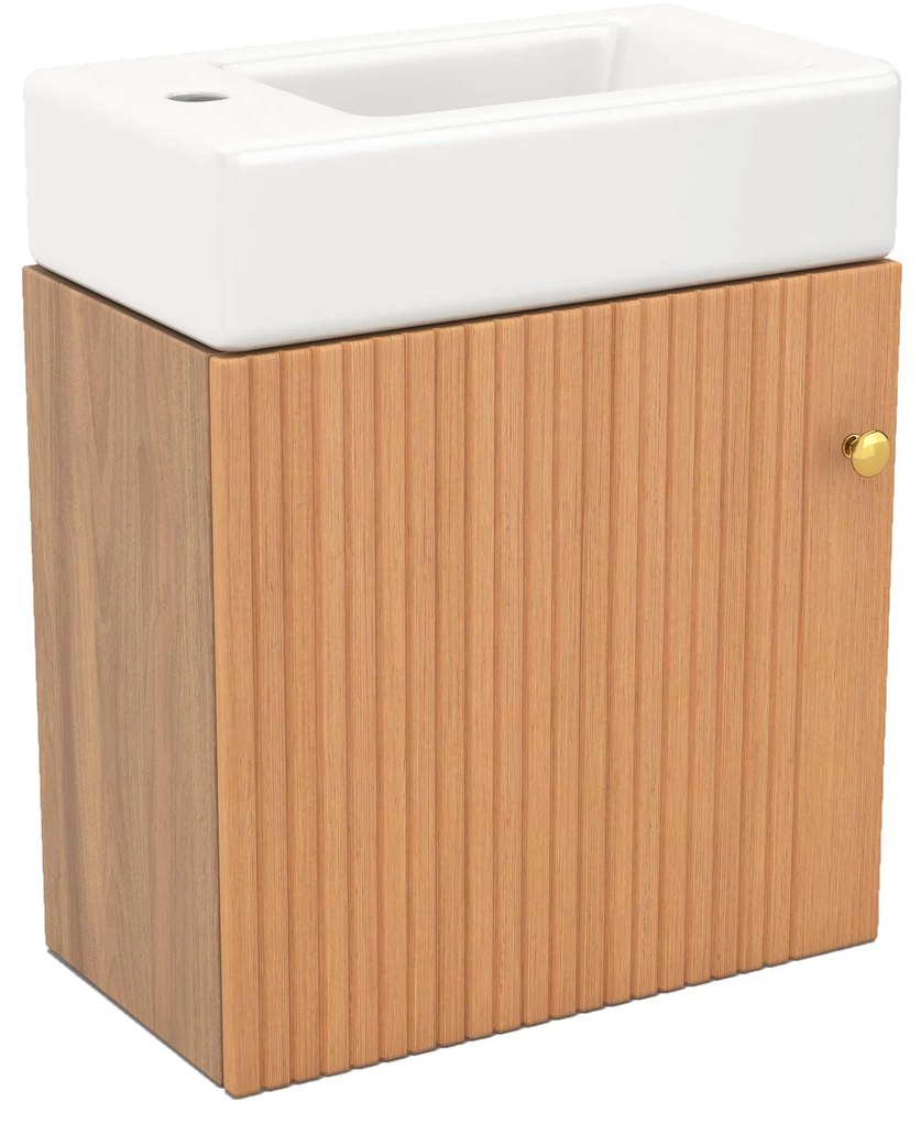 Mobilă de baie cu lavoar și dulap sub lavoar, Culoare naturală | Aosom Romania