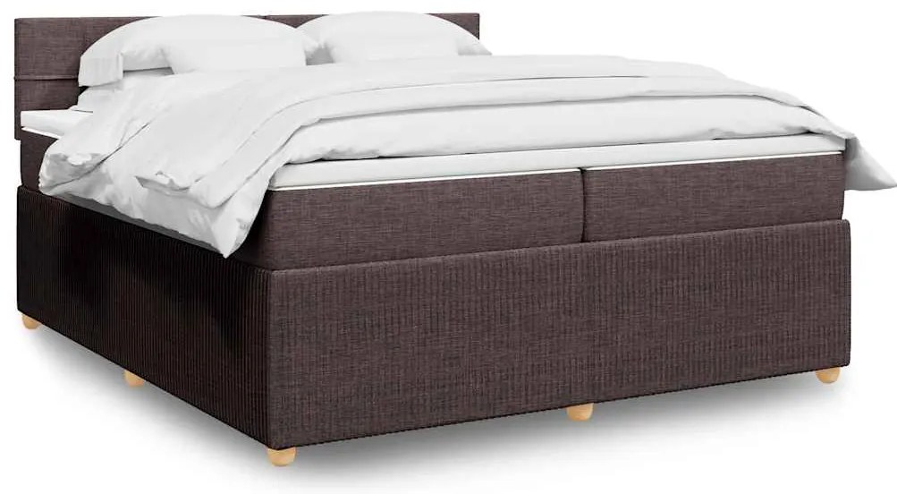 vidaXL Pat box spring cu saltea, maro închis, 200x200 cm, textil