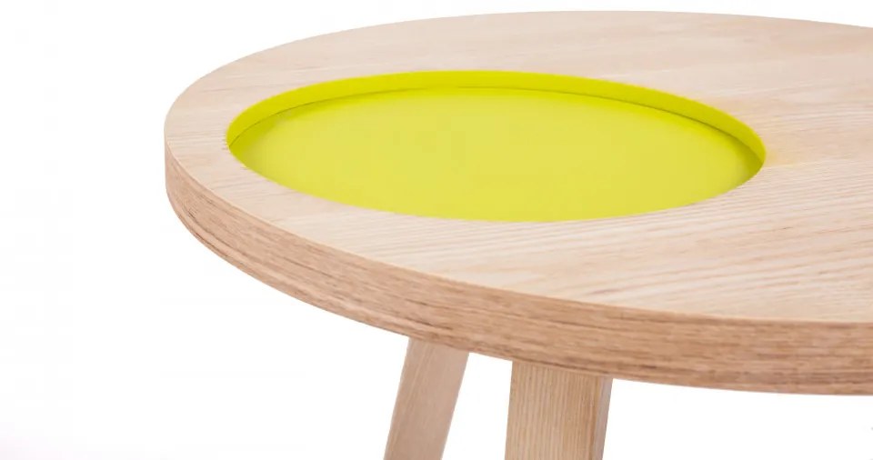 Masuta de cafea rotunda din lemn Addison 50x50x50 cm maro/galben