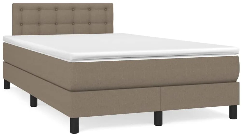 vidaXL Pat cu arcuri, saltea și LED, gri taupe, 120x190 cm, textil