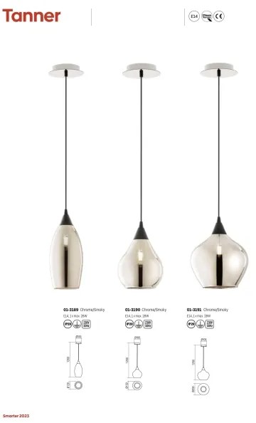 Lustră pe cablu TANNER 1xE14/28W/230V d. 15 cm Redo 01-3190