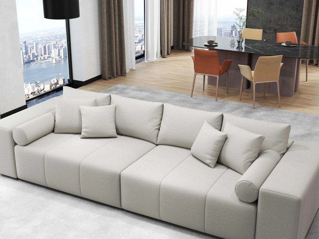 Canapea extensibilă dumonde cu ladă de depozitare si sezut confortabil din spuma high-density, Marbela Enjoy Beige XXL 295x100 cm