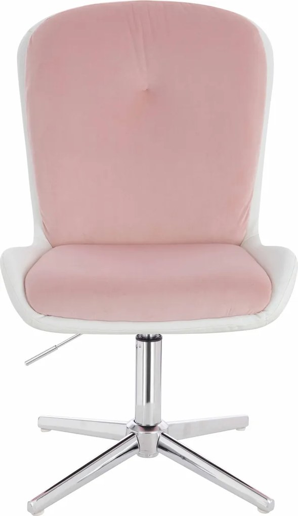 HR690CROSS Scaun Velvet&amp;soft Piele Pu Roz Pudră/Alb Bază Cromata