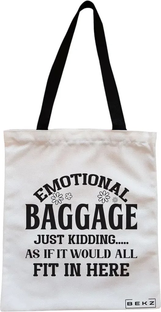 Sacosa de Panza pentru Cumparaturi, Geanta Tote, model Emotional baggage, Cu fermoar, 38x34.5 cm, Alba, BEKZ®