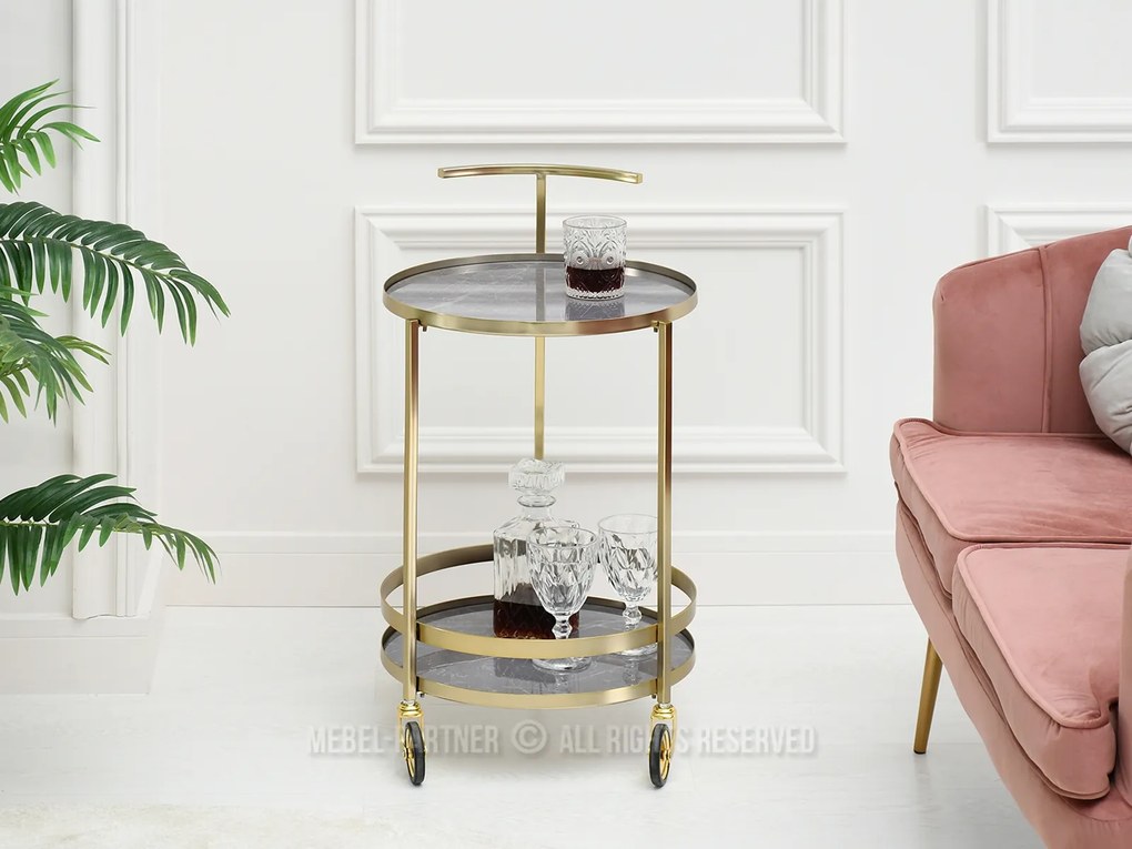 Măsuță de cafea Alfonzo (marmură gri + auriu). Promo -6%. 1111552