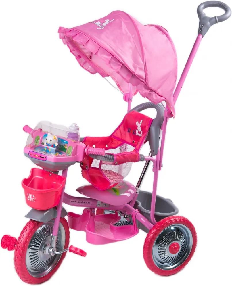 Tricicleta copii Dhs cu roti de metal Merry Ride Roz