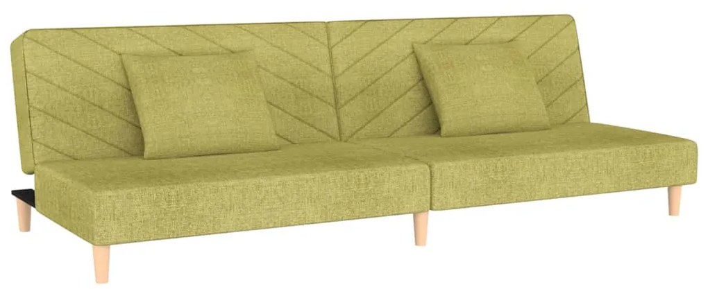 337599 vidaXL Canapea extensibilă cu 2 locuri, 2 perne, verde, textil