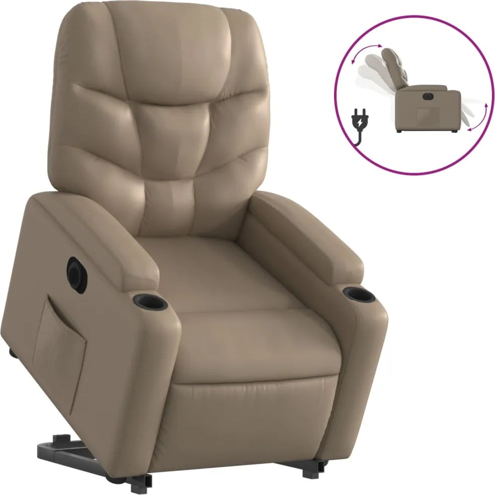vidaXL Fotoliu rabatabil electric cu ridicare, cappuccino
