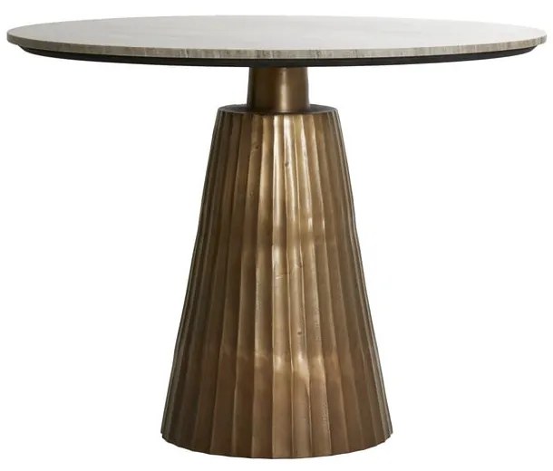 Masă de dining în culoarea bronz/în culoare naturală rotundă cu blat cu aspect de marmură ø 100 cm Rianne – Light &amp; Living