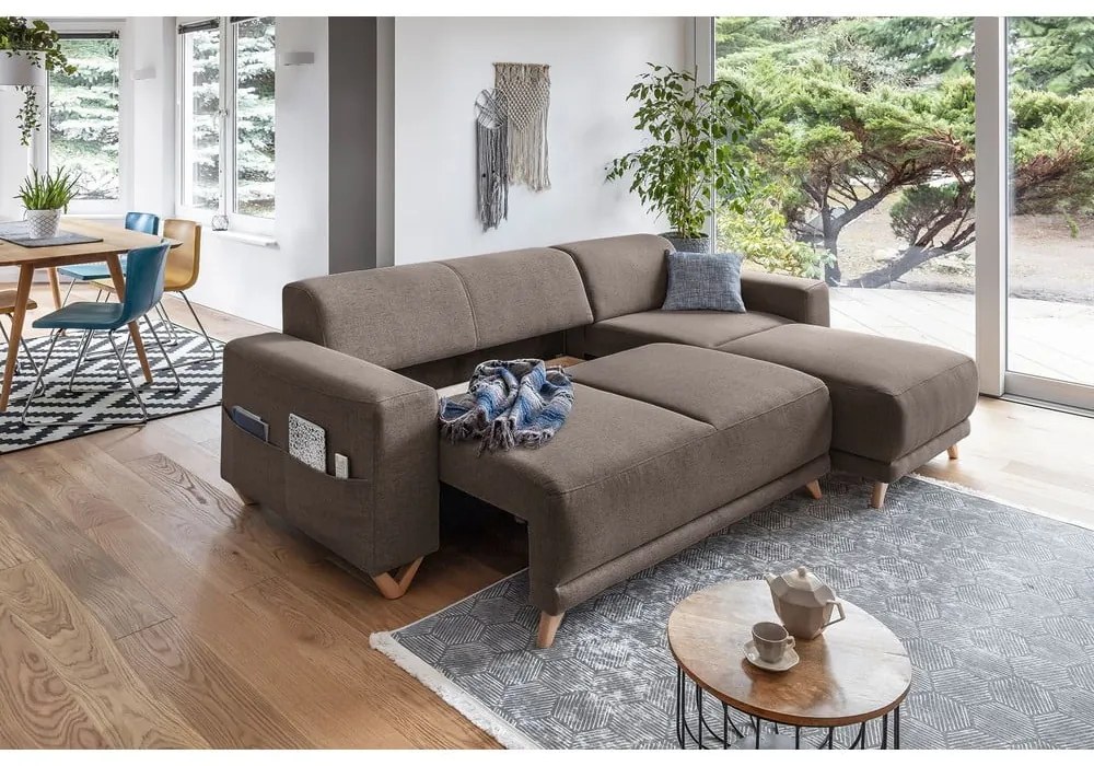 Colțar maro extensibil/cu spațiu de depozitare Classy Sophie – Miuform