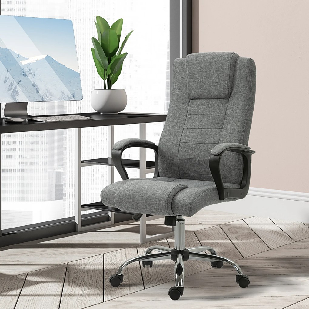 Vinsetto Scaun de Birou Prezidențial Ergonomic Basculant cu Înălțime și Înclinare Reglabilă, 62x76x110-119 cm, Gri | Aosom Romania