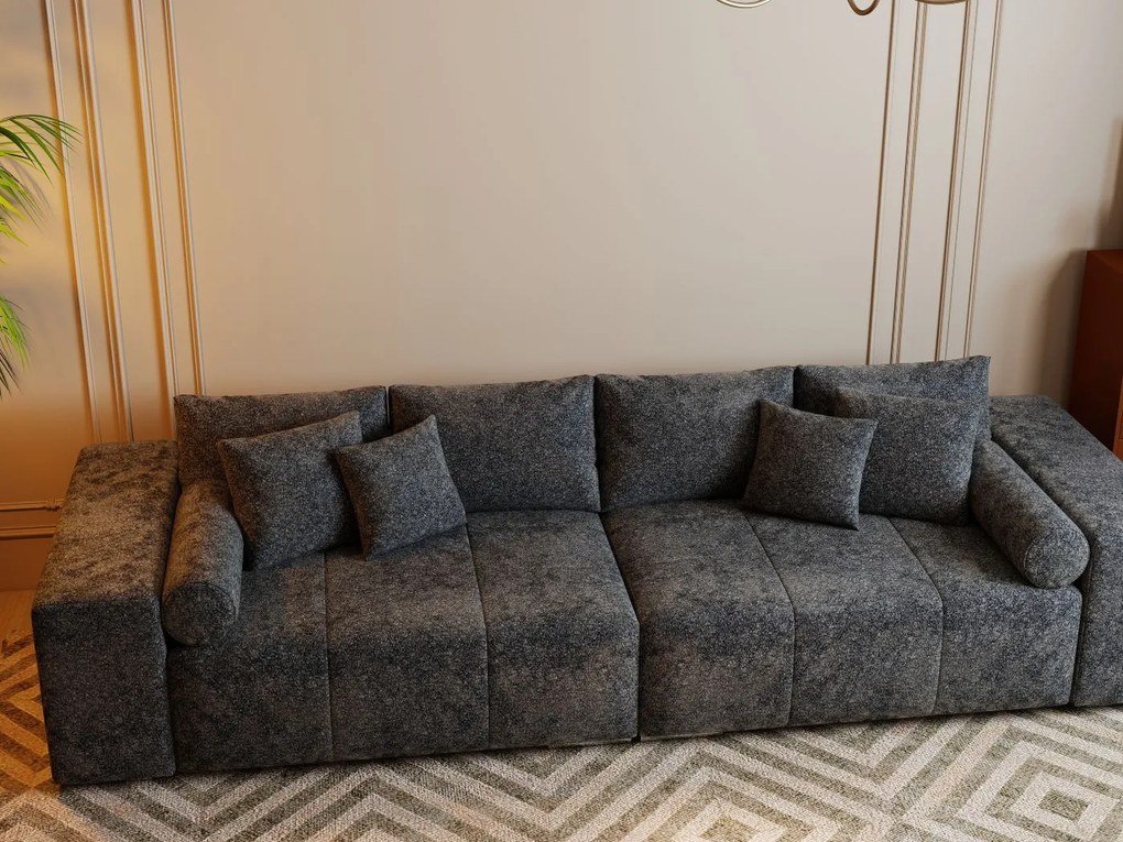 Canapea extensibilă dumonde cu ladă de depozitare si sezut confortabil din spuma high-density, Marbela Euphoria Black XXL 295x100 cm