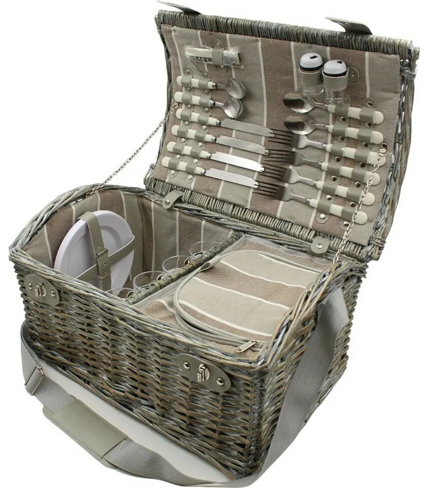 Coș picnic pentru 4 persoane Brown, 46 x 31x 21 cm