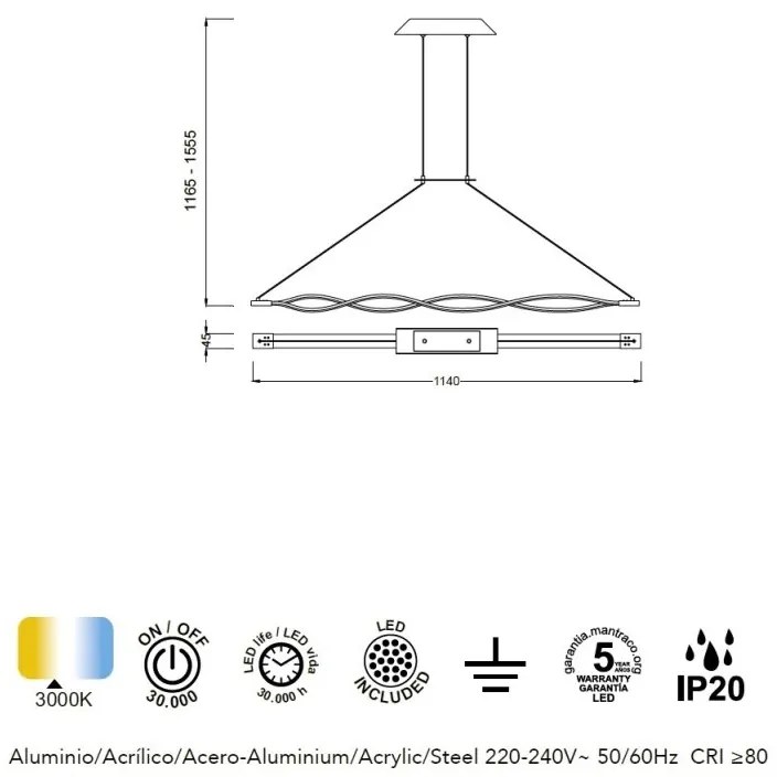 Lustra LED suspendata design modern Sahara argintie crom