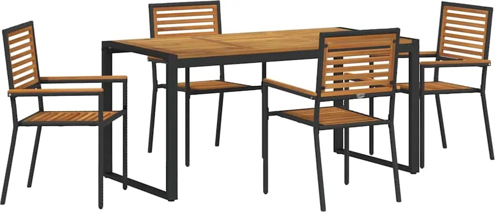vidaXL Set de masă pentru grădină 5 pcs Negru și Maro poliratan