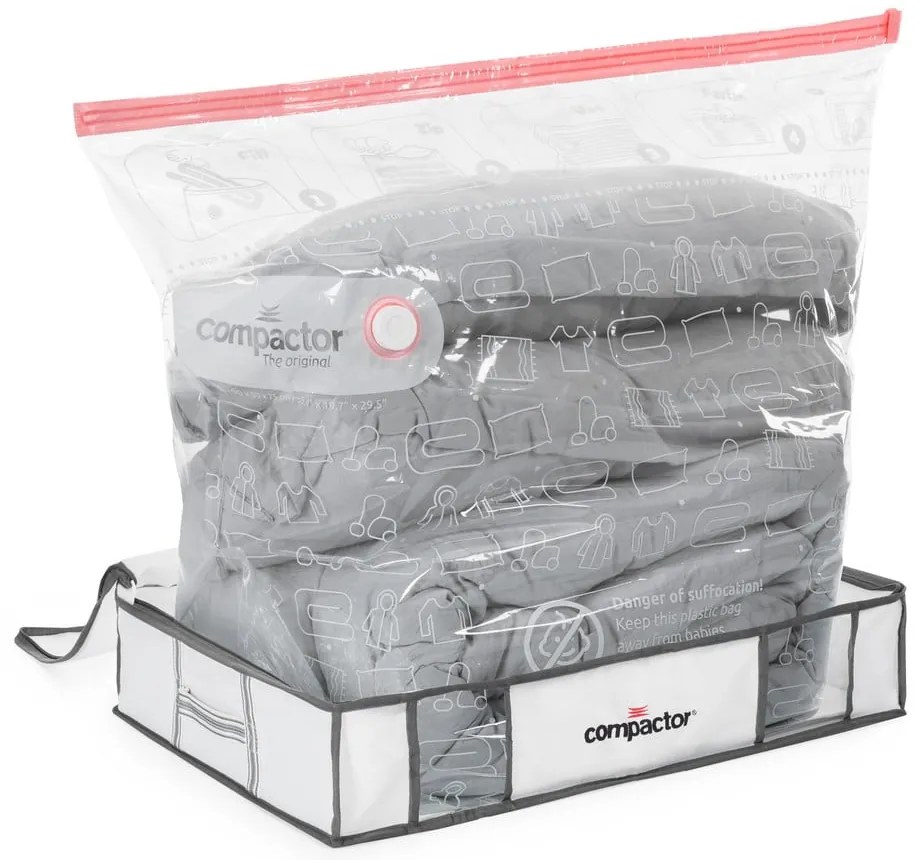 Cutie de depozitare pentru haine din material textil cu vacuum/cu pereți întăriți 65x50x15,5 cm Life – Compactor