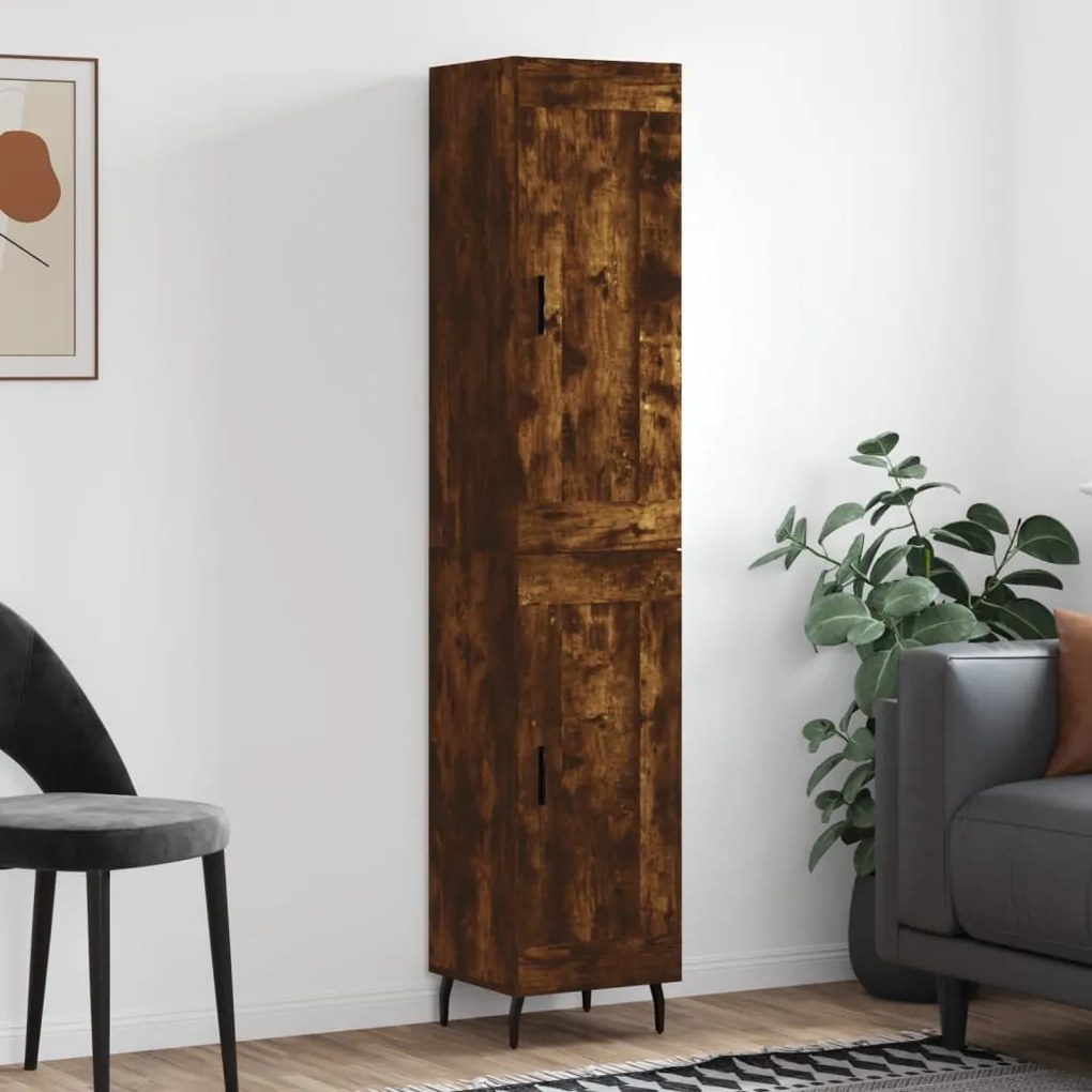 vidaXL Dulap înalt, stejar fumuriu, 34,5x34x180 cm, lemn prelucrat