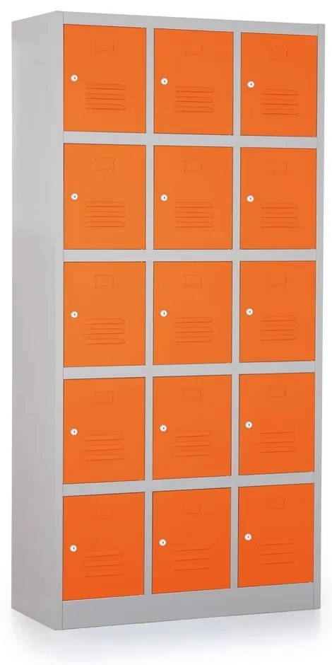 Dulap metalic - 15 cutii, 90 x 40 x 185 cm, broasca cilindrica, portocaliu - ral 2004