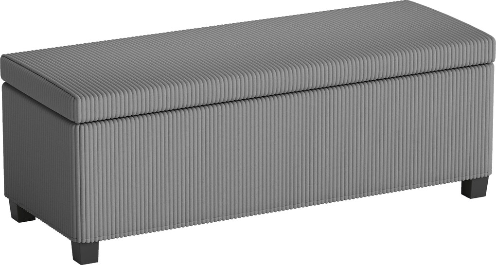 HOMCOM Bancă cu spațiu de depozitare, bancă tapițată pentru depozitare, pentru living, dormitor, hol, husă din catifea reiată, Gri | Aosom Romania