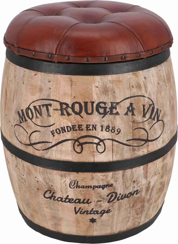 Scaun bar tip butoi de vin, cu spatiu de depozitare – Mont-Rouge à Vin