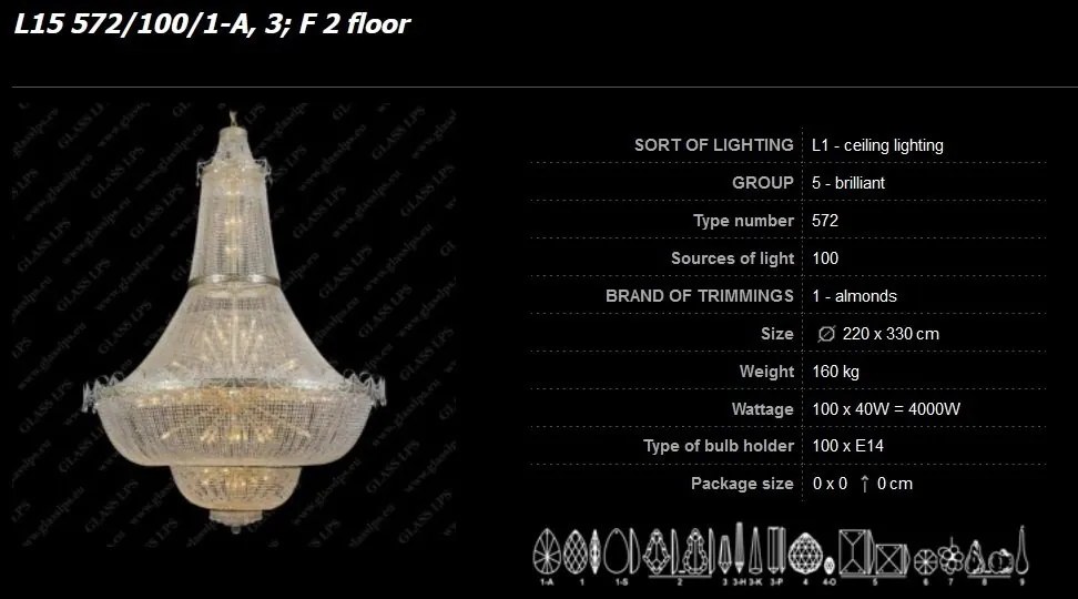 Lustra Imperial cristal Bohemia L15 572/100/1-A, 3; F 2 floor