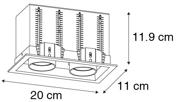 Set de 6 spoturi încastrate moderne negre reglabile cu 2 lumini - Roof