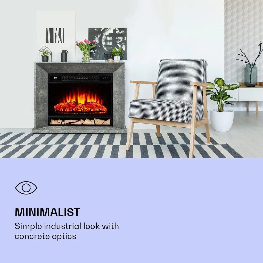 Klarstein Crater Lake, șemineu electric, 1900 W, tehnologie LED, telecomandă