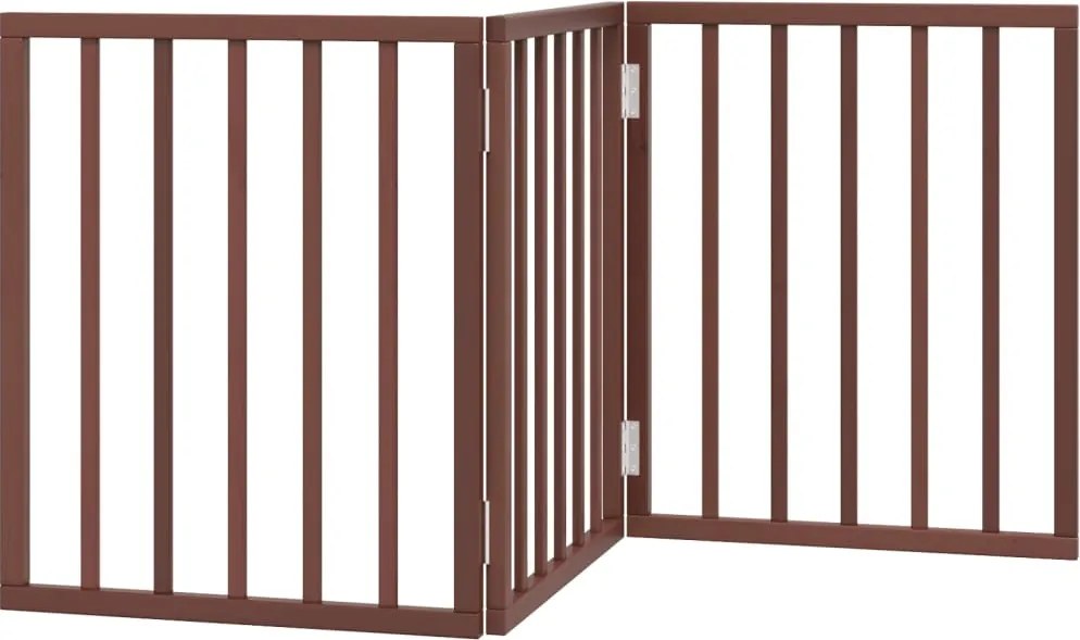 vidaXL Poartă pentru câini pliabilă 3 panouri maro, 150 cm, lemn plop