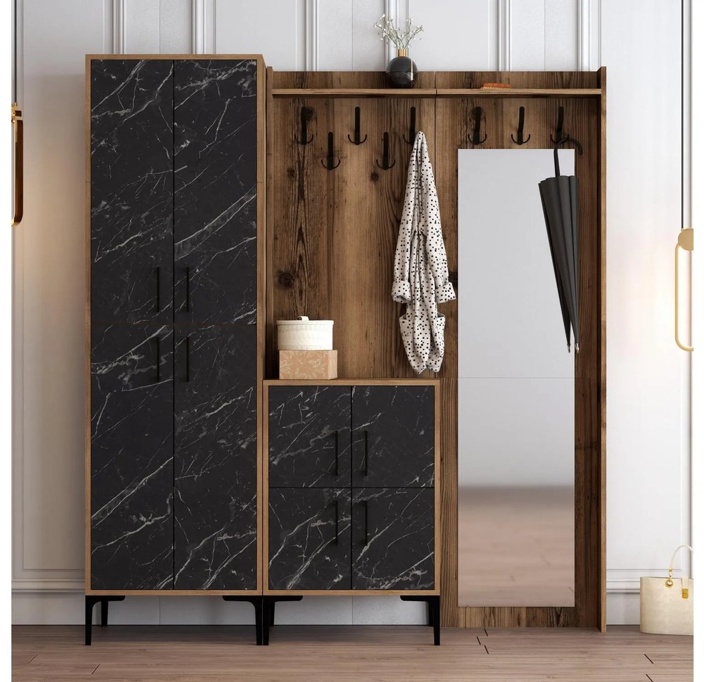 Mobilier hol Betina ABC (Nuc + Negru). 1089019