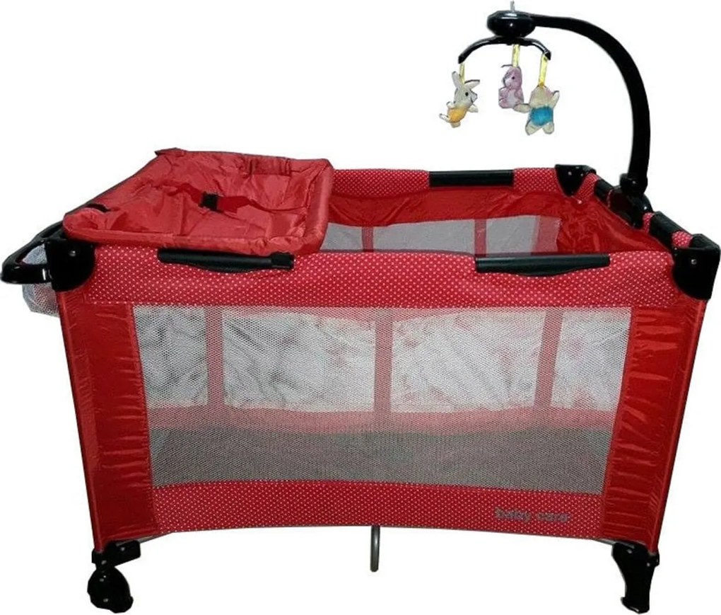 Patut Pliant, Tarc copii Baby Care™ NEST, Pliabil pe 2 Niveluri cu muzica si Masa infasat, Jucarie Carusel cu jucarii din plus, geanta transport