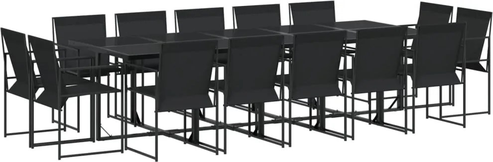 vidaXL Set mobilier de grădină, 15 piese, negru, textilenă