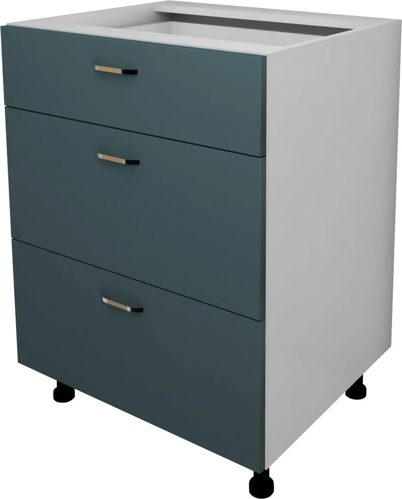 Corp Baza Lecce, 3 Sertare, Verde Petrol/Alb, 60 x 50 x 80 cm