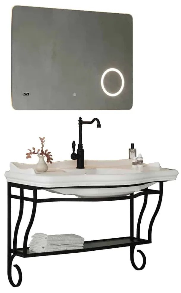Set Mobilier Baie Suspendat Greyson, Model G1, Alb/Negru Alb