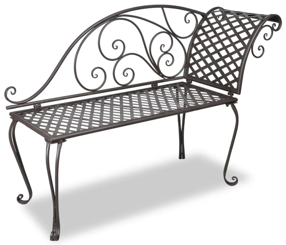 40717 vidaXL Bancă șezlong de grădină, maro învechit, 128 cm, oțel