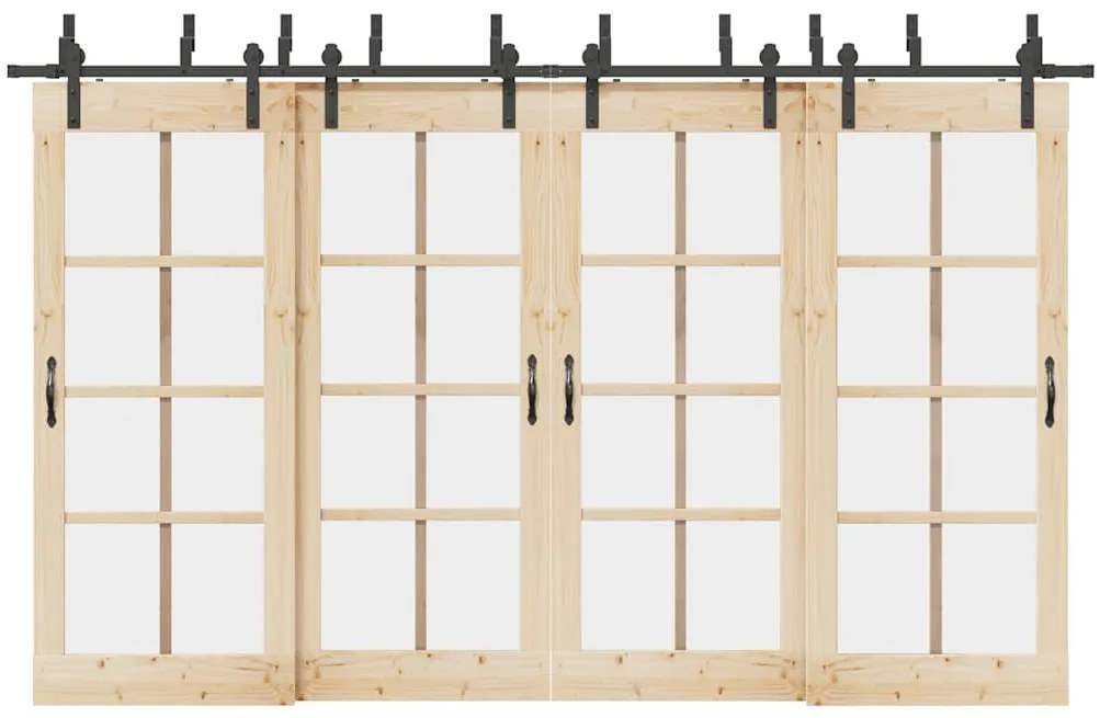 vidaXL Set feronerie pentru uși glisante, negru, 366 cm, oțel