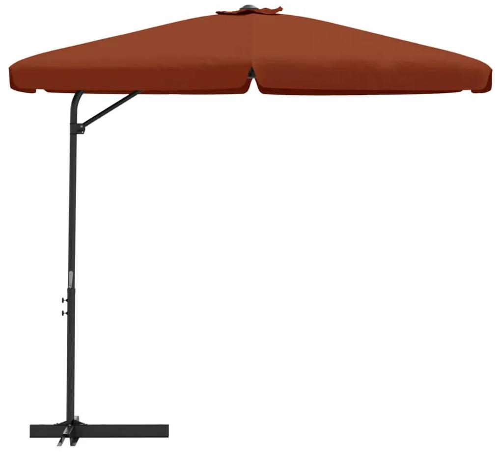 Umbrela soare de exterior cu stalp din otel, caramiziu, 300 cm Terracota