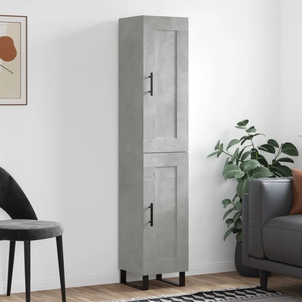 vidaXL Dulap înalt, gri beton, 34,5x34x180 cm, lemn prelucrat