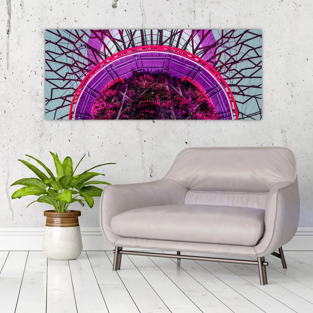 Tablou abstrac - crengi violete (120x50 cm)