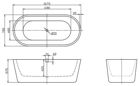 Cada freestanding, Florida, Ava 167.5, cu instalatie completa, ovala