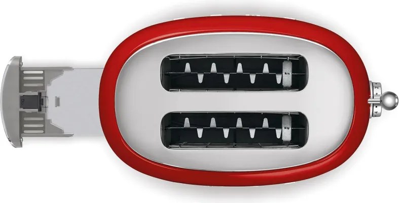 Prajitor de paine SMEG 50's Style TSF01RDEU, 950 W, 2 felii, 6 trepte, Tava pentru firimituri, Cablu integrat, Otel inoxidabil, Rosu