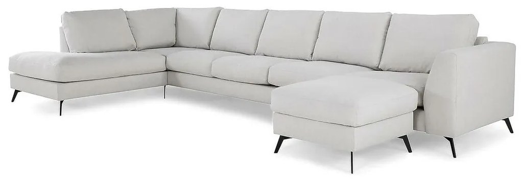 Colțar Seattle 173Negru, Gri deschis, 395x213x88cm, Picioare: Metal