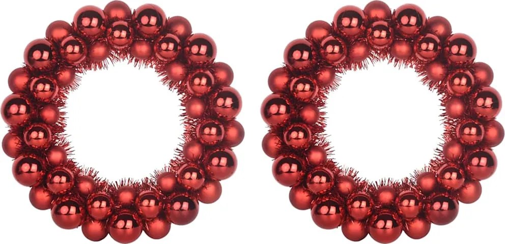 vidaXL Coronite cu bile de Craciun 2 pcs Roșu 33 x 33 x 7 cm