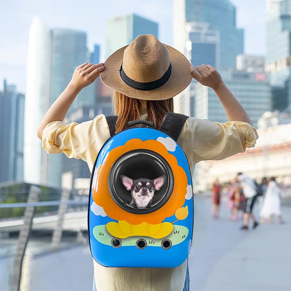 Rucsac pentru transportul animalelor de companie, cu model leu