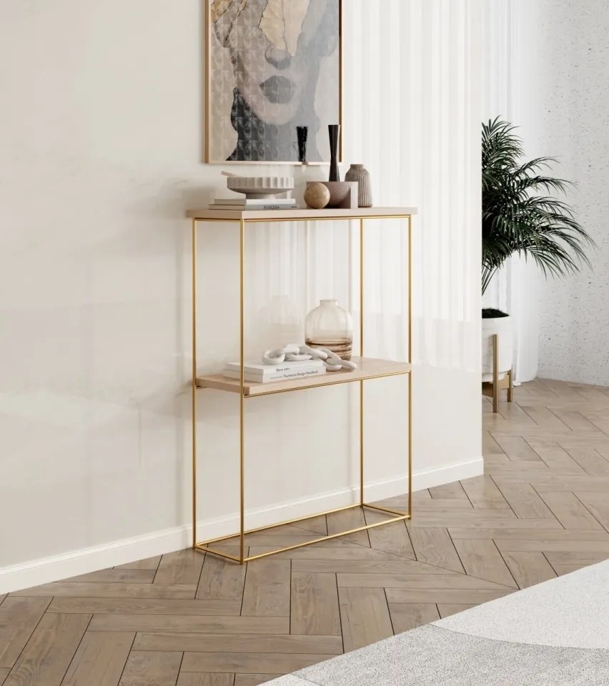 Consolă hol, 80x60x20 cm Velo 1, ADRK Furniture (Culoare: Alb / Stejar Lancelot)