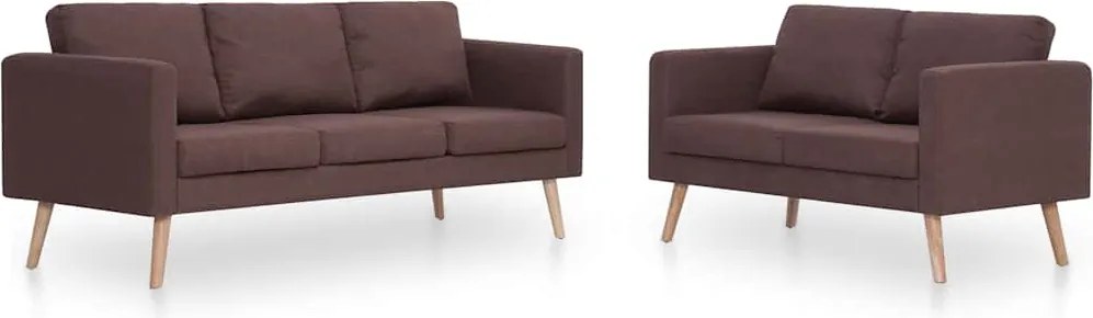 vidaXL Set de canapele, 2 piese, maro, material textil