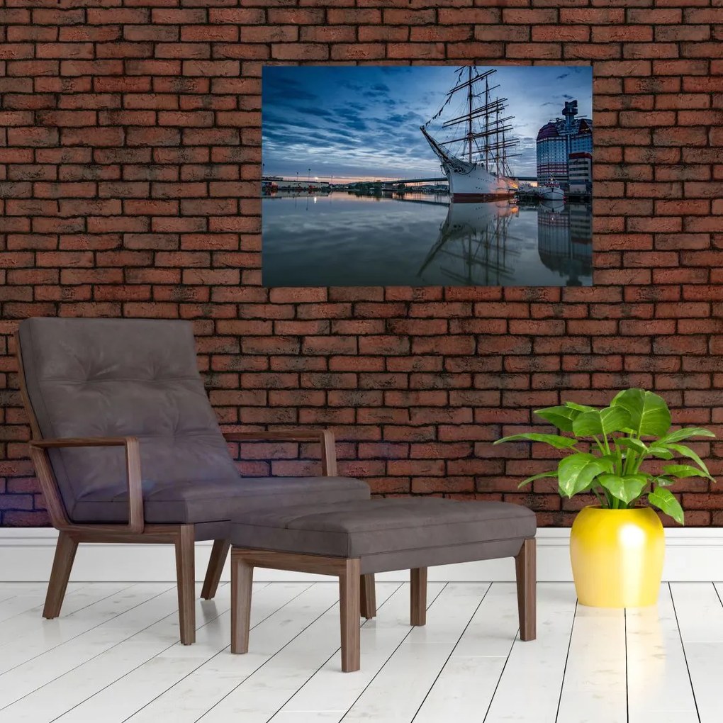 Tablou cu barcă cu pânze (90x60 cm)