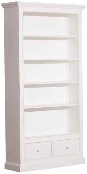 Biblioteca, alba, din lemn masiv, L108 cm, aspect vintage, Classic