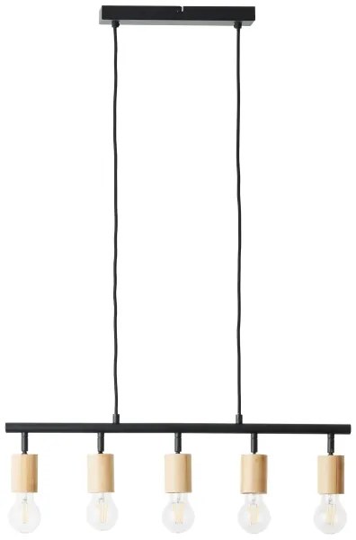 Brilliant TIFFANY - lustru suspendat pe cablu, 5x E27, 28W, 230V, negru/bambus