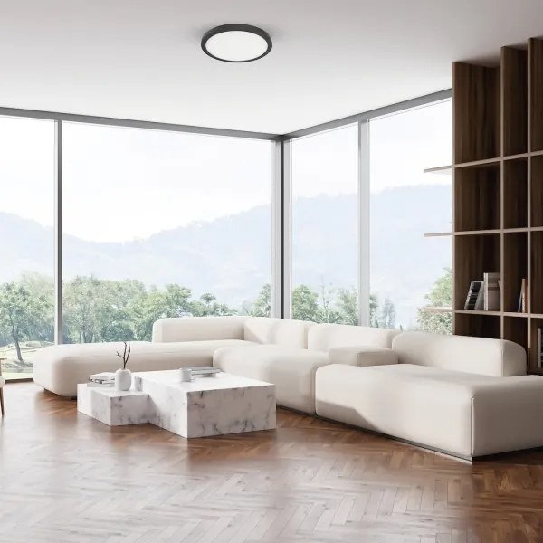 Plafonieră LED EVORA, 24W, 230V, 3000/4000/6000K, diametru 30 cm, neagră