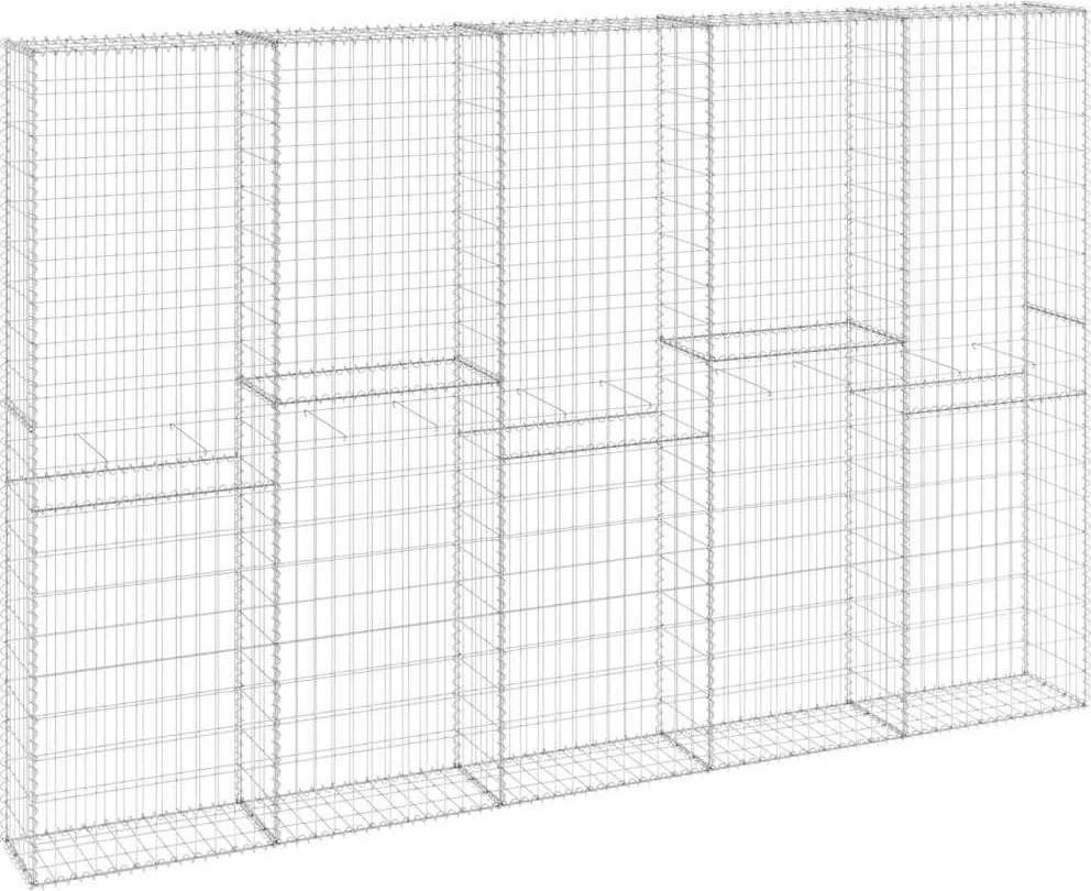vidaXL Perete gabion cu capace, 300 x 30 x 200 cm, oțel galvanizat